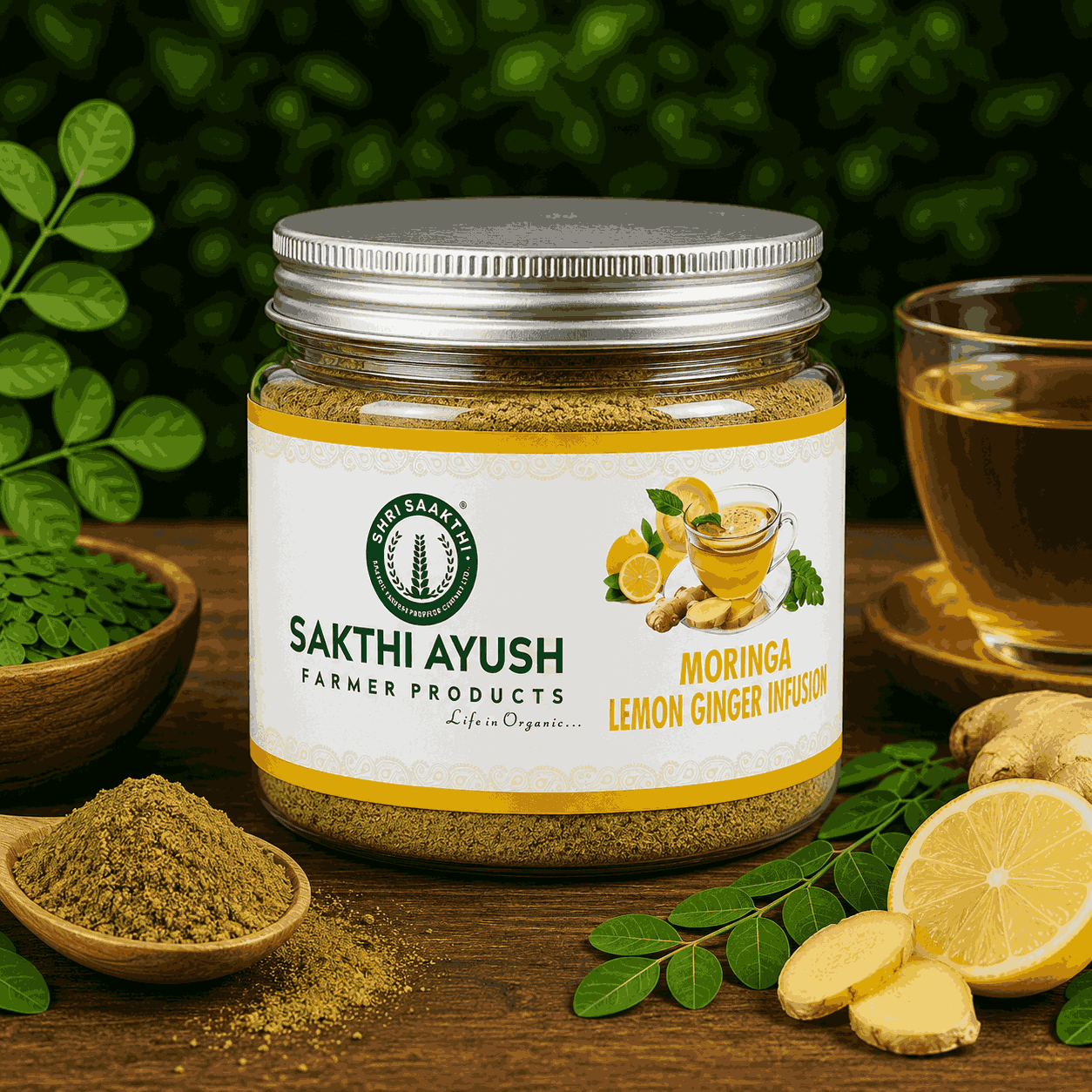 Moringa  lemon ginger infusion(முருங்கை  எலுமிச்சை மற்றும்  இஞ்சி கலந்த  பானம்)